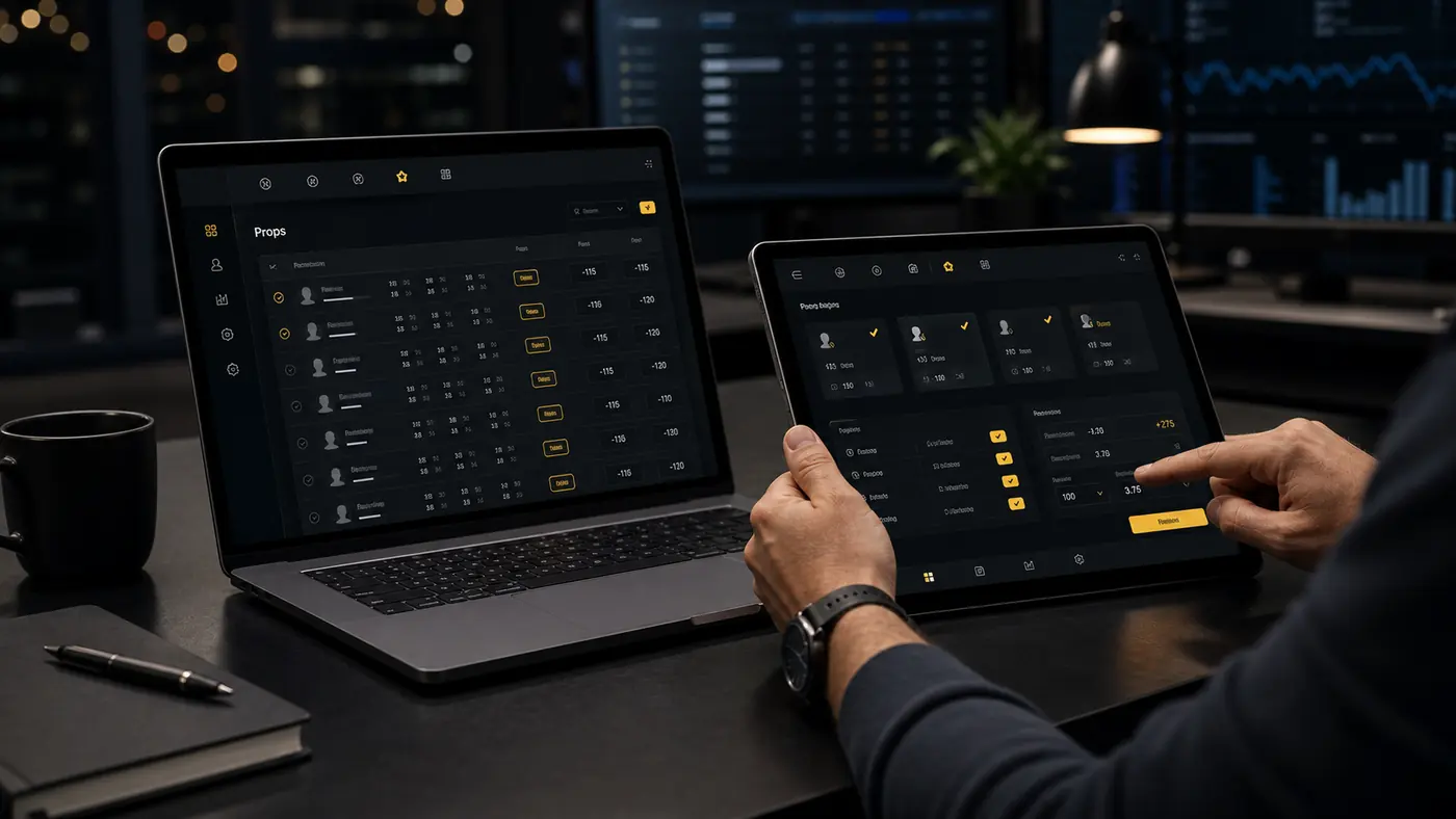Software Prop Builder de sportsbook en laptop y tablet
