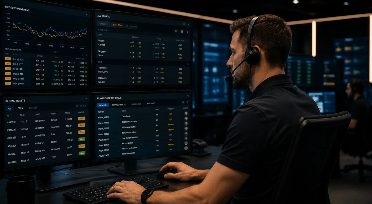 Equipo de soporte bilingüe de GameDay con auriculares